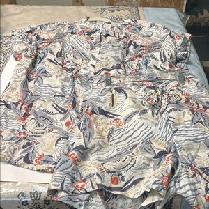 NWOT Lauren Ralph Lauren Blue and Cream Patterned Short and Shirt Set